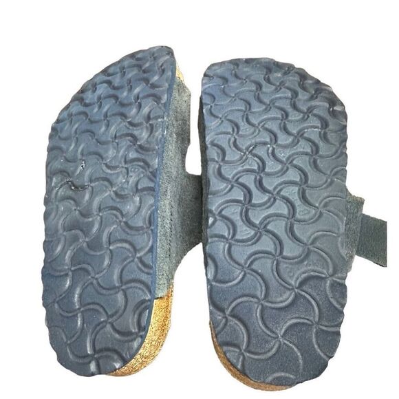 Birkenstock Germany Arizona Blue Suede Leather Slip On Slide Cork Sandal Size 38 - Picture 8 of 10
